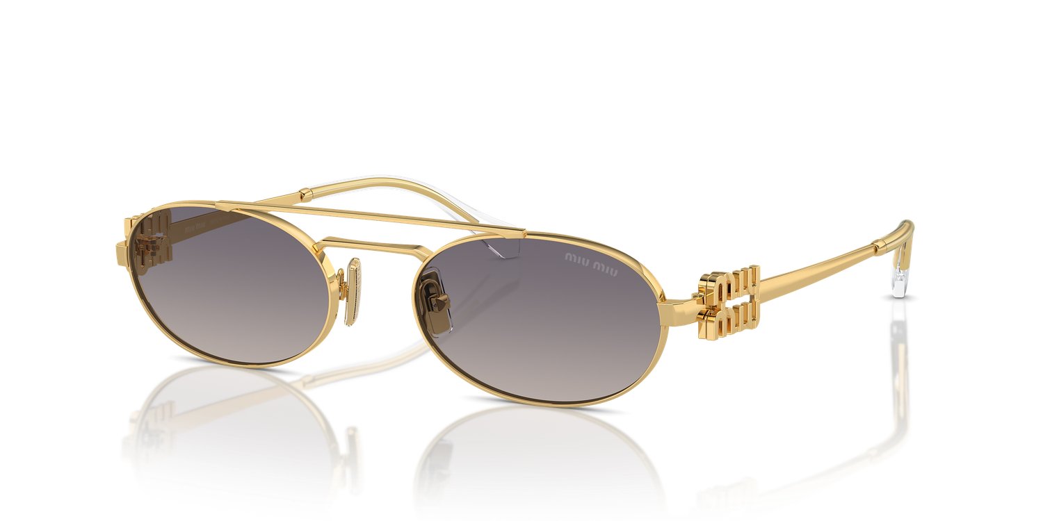 MIU MIU SUNGLASSES 0MU 54ZS, Color: 5AK30C/GOLD FRAME W/ GRADIENT GREY LENS, Size: 53
