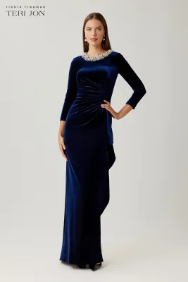 VELVET JEWEL COLLAR GOWN 257064