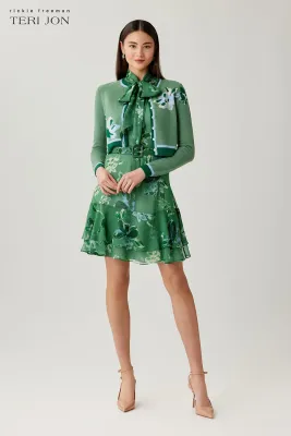 KNIT FLORAL PRINT CARDIGAN