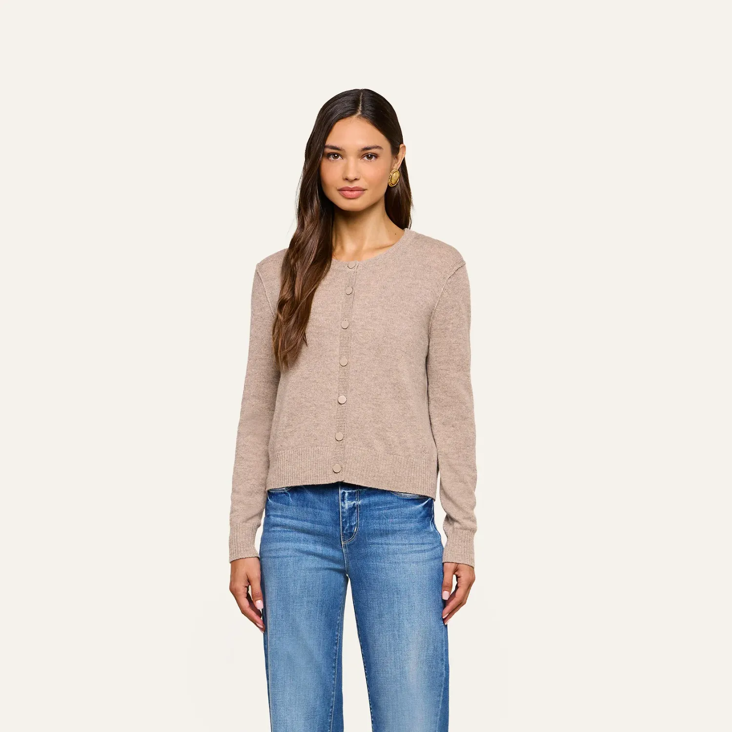 MALONE CASHMERE CARDIGAN, Color: COBBLESTONE, Size: XS