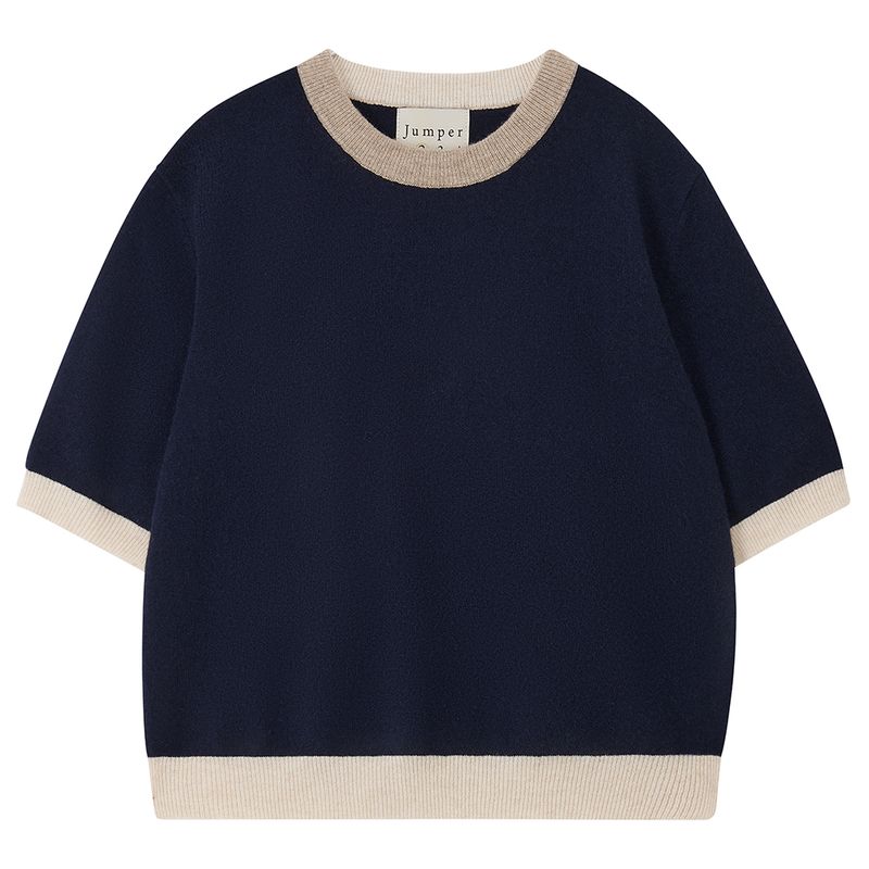 MANY CONTRAST CASHMERE T-SHIRT