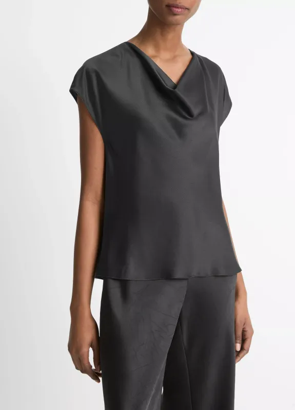 SILK COWL-NECK BLOUSE