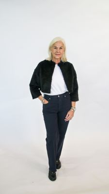FEATHERED MINK &amp; RABBIT 3/4 SLEEVE BOLERO