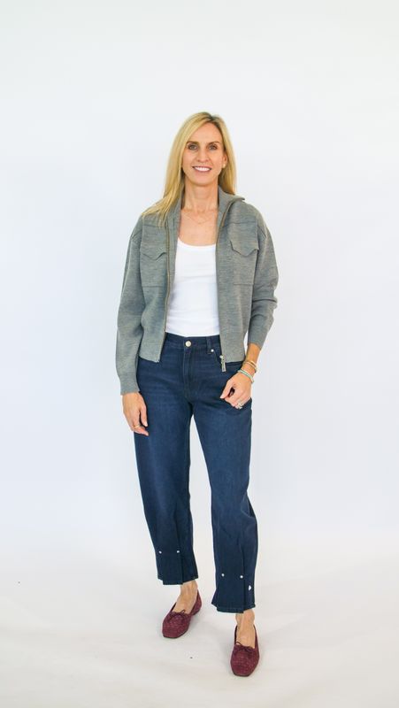 WOOL ZIP-UP CARDIGAN WITH STAND-UP COLLAR