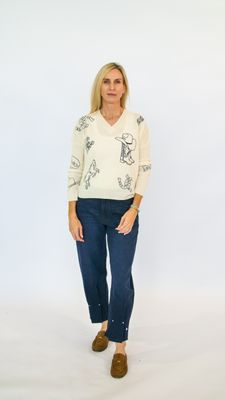 KNIT WOOL SWEATER WITH WESTERN EMBROIDERY