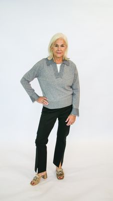 PULL COL V DETAILS DENTELLE