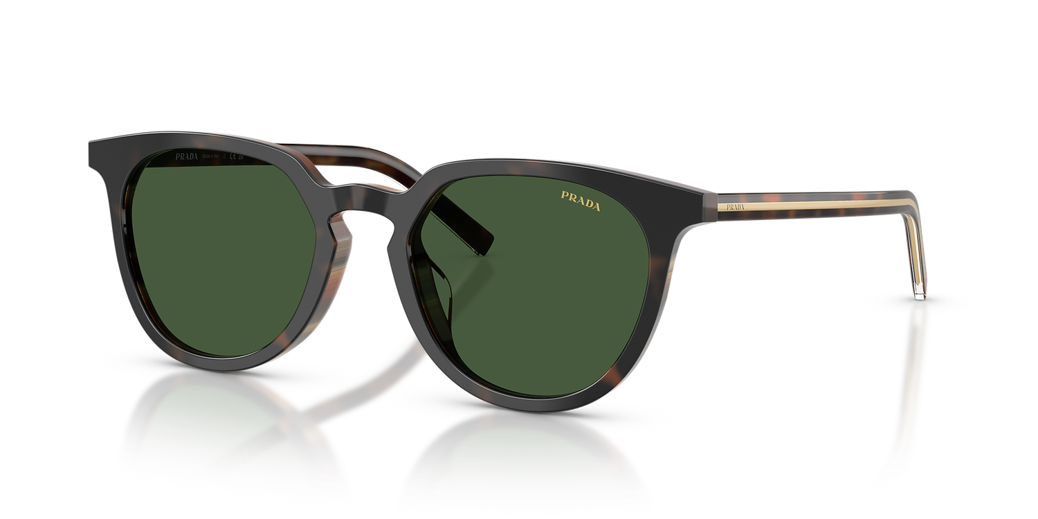 PRADA SUNGLASSES 0PR D15SD, Color: 20P40P/CHERRY TORTOISE/TOBACCO HORN FRAMES W GREEN LENS, Size: 52
