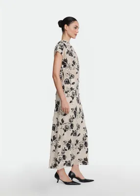 FLORAL CUT CHIFFON DRAPED TOP