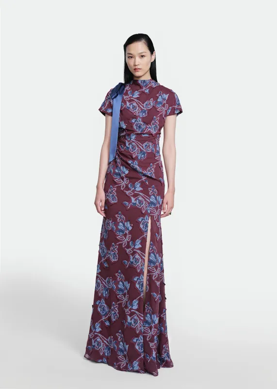 FLORAL CUT CHIFFON GOWN