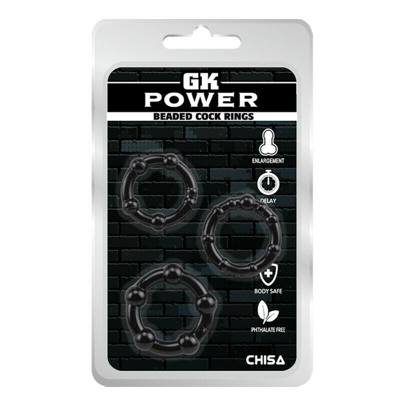 Beaded Cock Rings - Get Lock - Chisa Novelties, Color: Negro