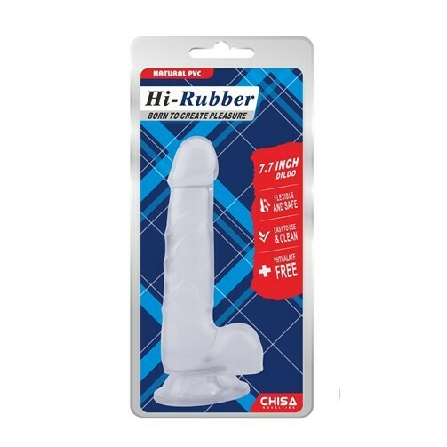 7.7 Inch Dildo - Hi-Rubber, Color: Clear/Transparente
