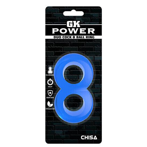 Duo Cock 8 Ball Ring - GK Power - Chisa - Novelties, Duo Cock 8 Ball - GK Power - Chisa - Novelties: Azul