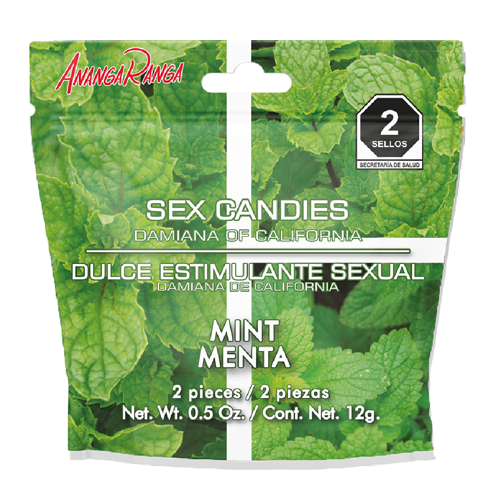 Dulce Estimulante con Damiana de California Menta (8 piezas) - Ananga Ranga
