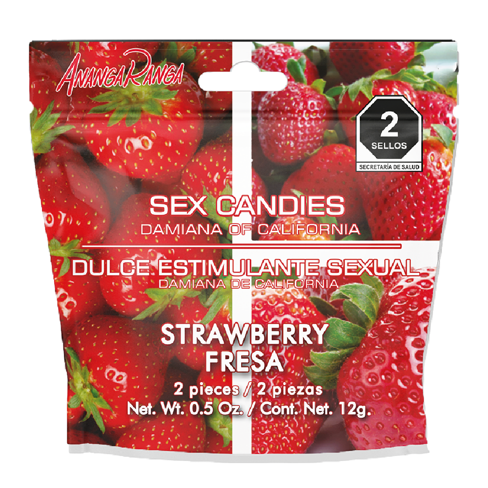 Dulce Estimulante con Damiana de California Fresa (8 piezas) - Ananga Ranga