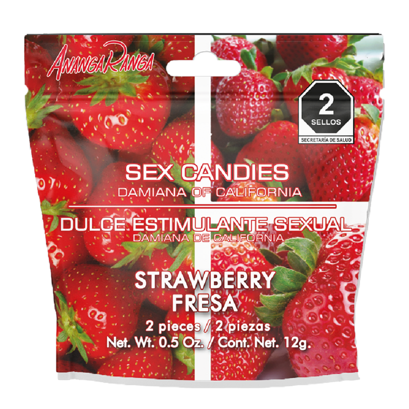 Dulce Estimulante con Damiana de California Fresa (8 piezas) - Ananga Ranga