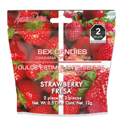 Dulce Estimulante con Damiana de California Fresa (8 piezas) - Ananga Ranga