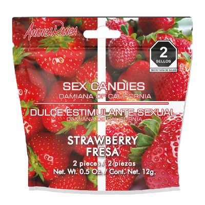 Dulce Estimulante con Damiana de California Fresa (8 piezas) - Ananga Ranga