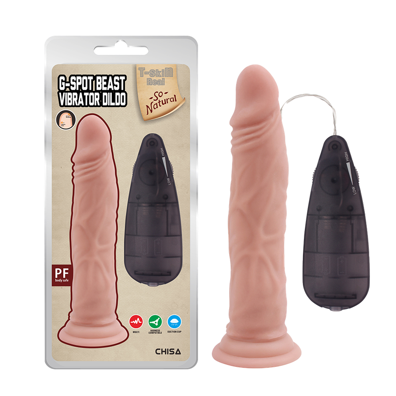 G-Spot Beast Vibrator Dildo - T-skin Real - Chisa -  flesh