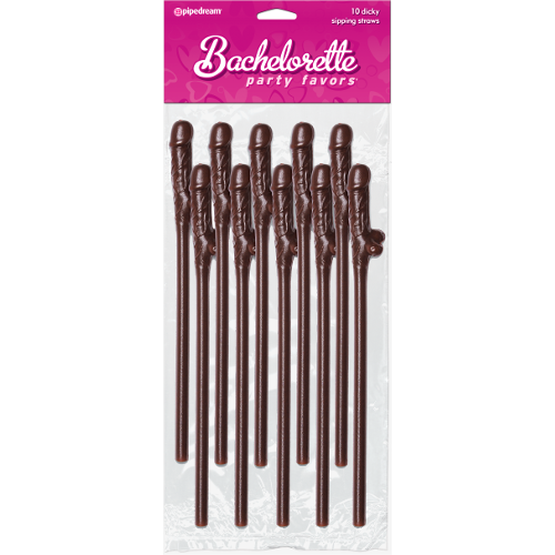 Dicky Slipping Straws Brown (Popotes) - Bachelorette Party Favors - Pipedream Products