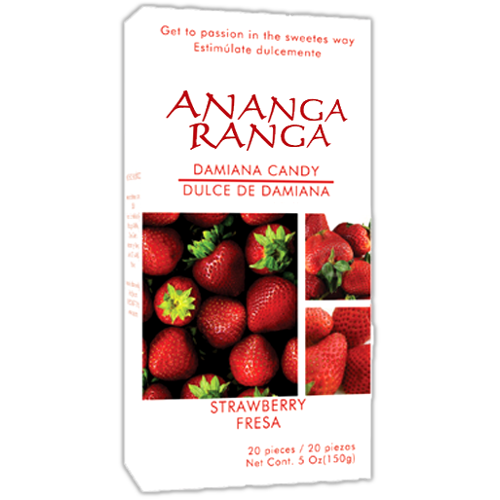 Dulce Estimulante con Damiana de California Sabor Fresa (20 Piezas) - Ananga Ranga
