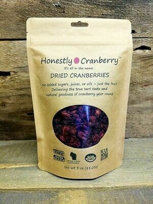 Unsweetened Dried Cranberries, Honestly Cranberry 3 oz.