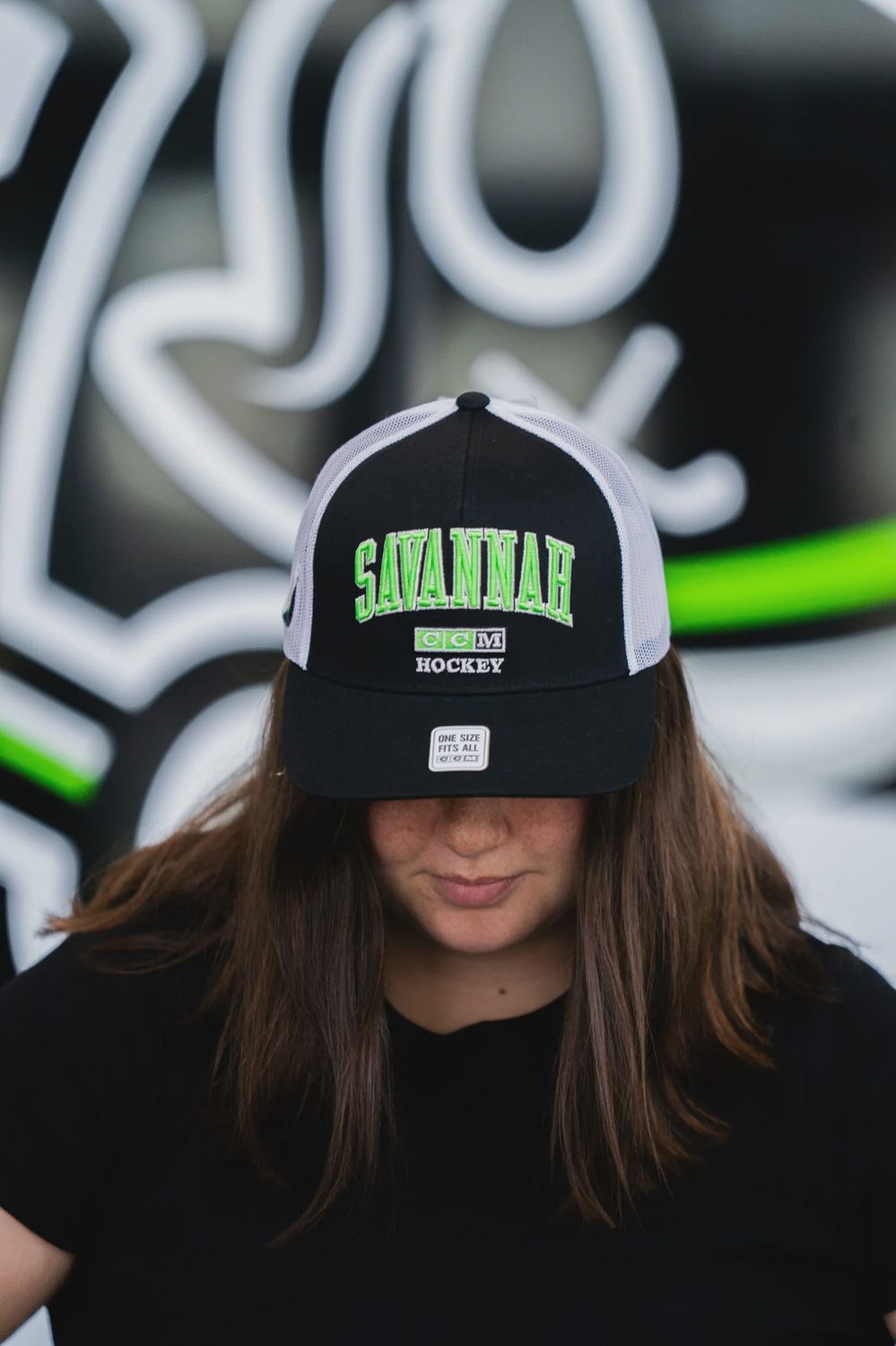 Ghost Pirates CCM Savannah Black Snapback Hat, White Mesh