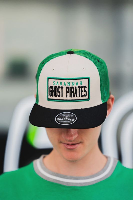 Ghost Pirates Cream/Green Trucker Snapback