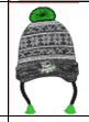 Ghost Pirates Black Flap Green Poms Knit Hat