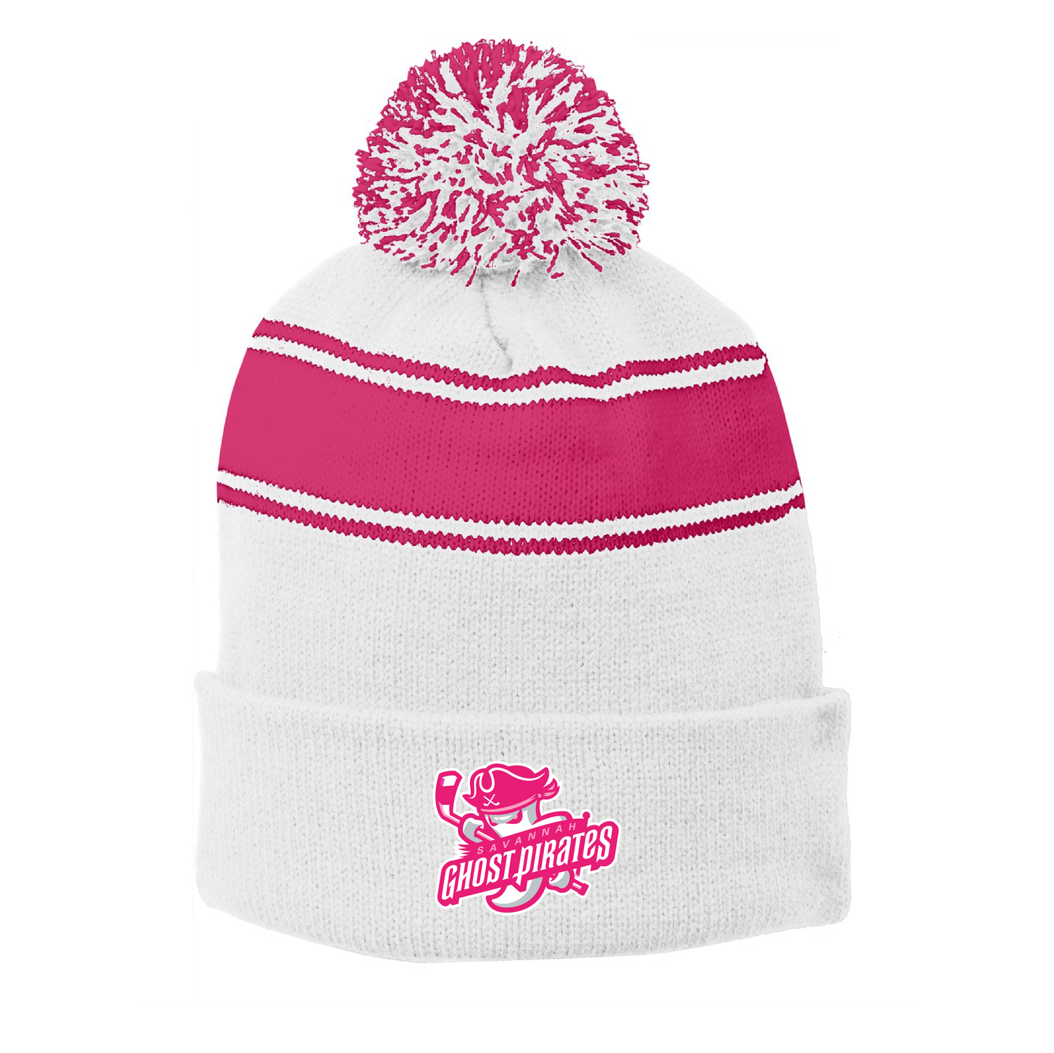 Ghost Pirates Pink &amp; White Stripe Knit Hat
