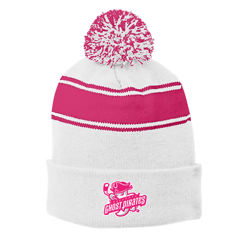 Ghost Pirates Pink &amp; White Stripe Knit Hat