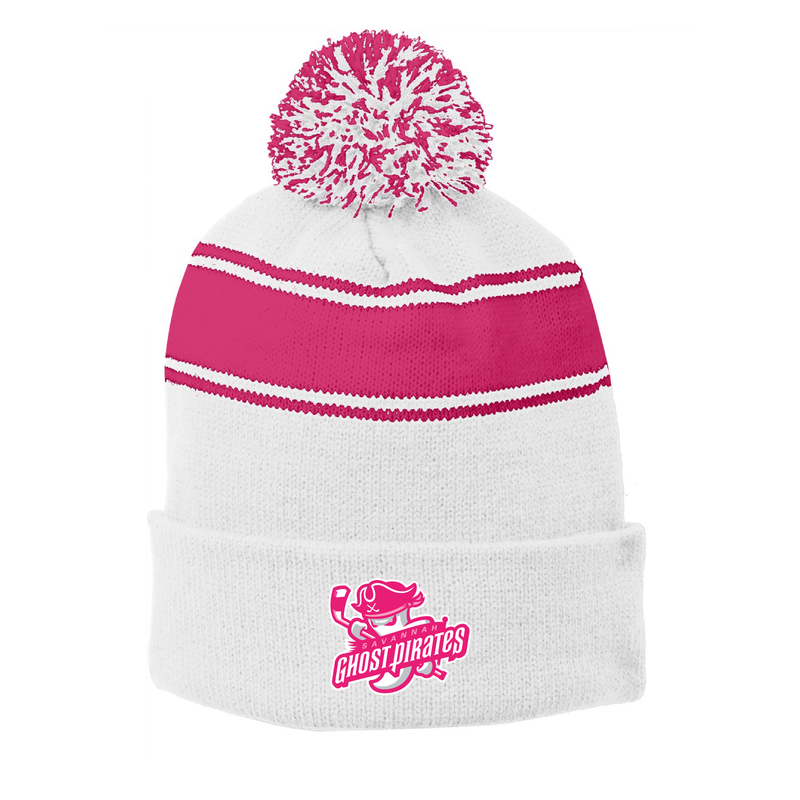 Ghost Pirates Pink &amp; White Stripe Knit Hat