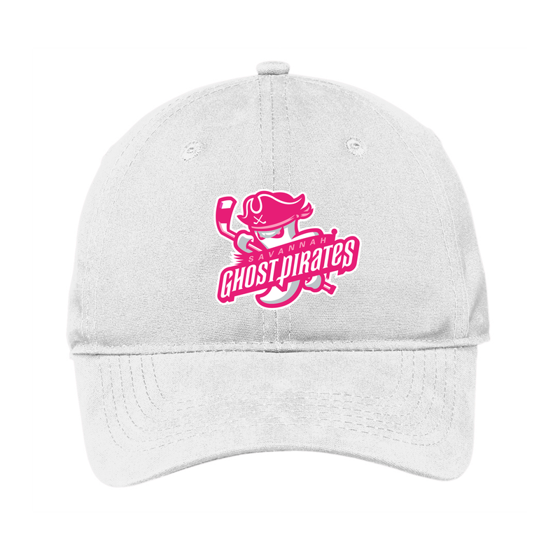 Ghost Pirates White Relaxed Fit Tonal Pink Logo Hat