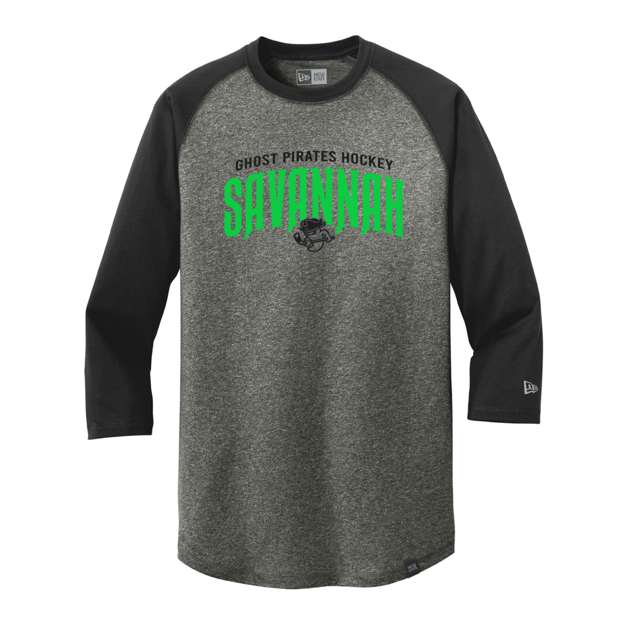 Ghost Pirates New Era Black 3/4 Sleeve Raglan Tee