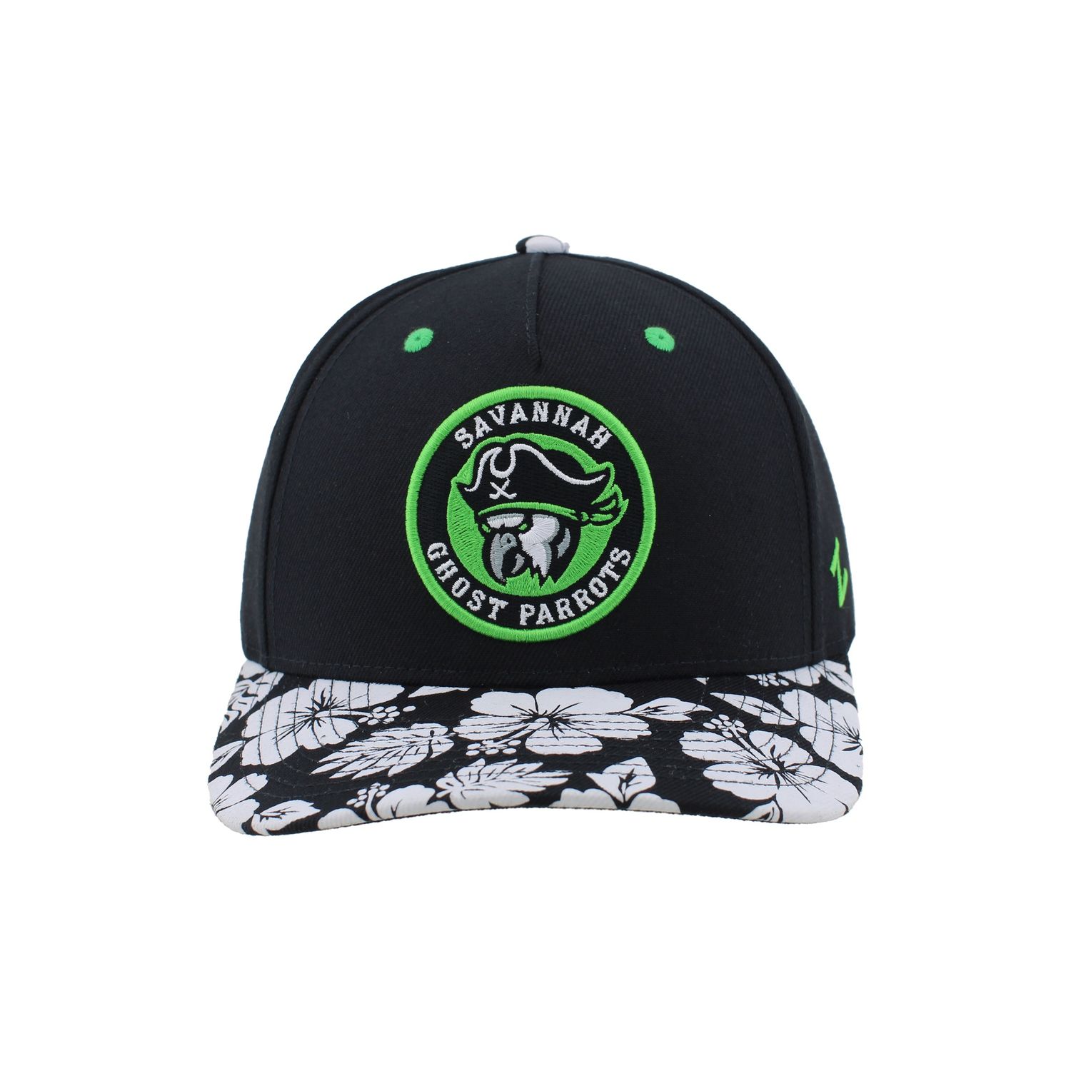 Ghost Parrots Black w/ Floral Bill Hat