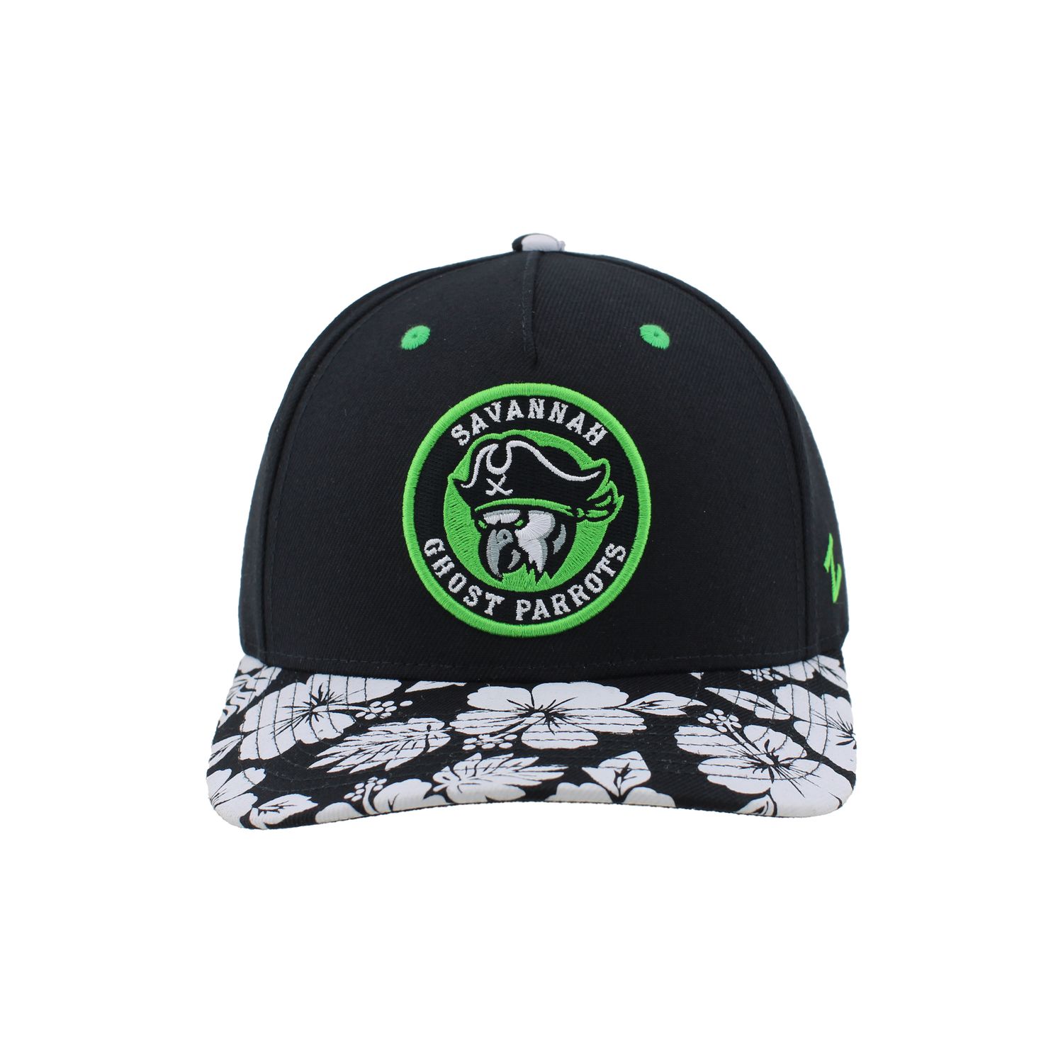 Ghost Parrots Black w/ Floral Bill Hat