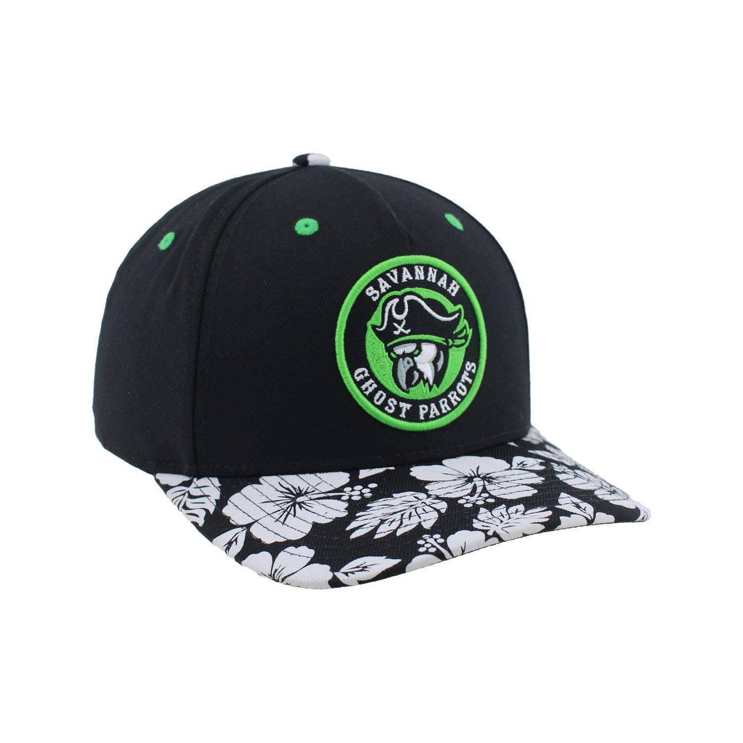 Ghost Parrots Black w/ Floral Bill Hat
