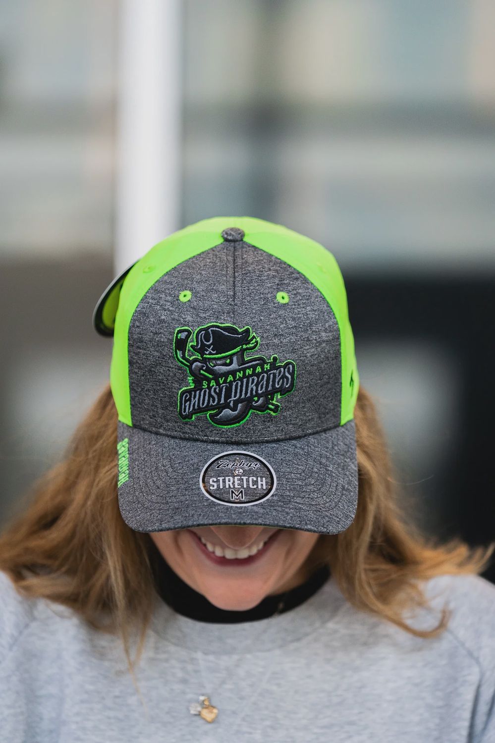 Savannah Ghost Pirates Zephyr Heather Charcoal/Green Stretch Fit Hat