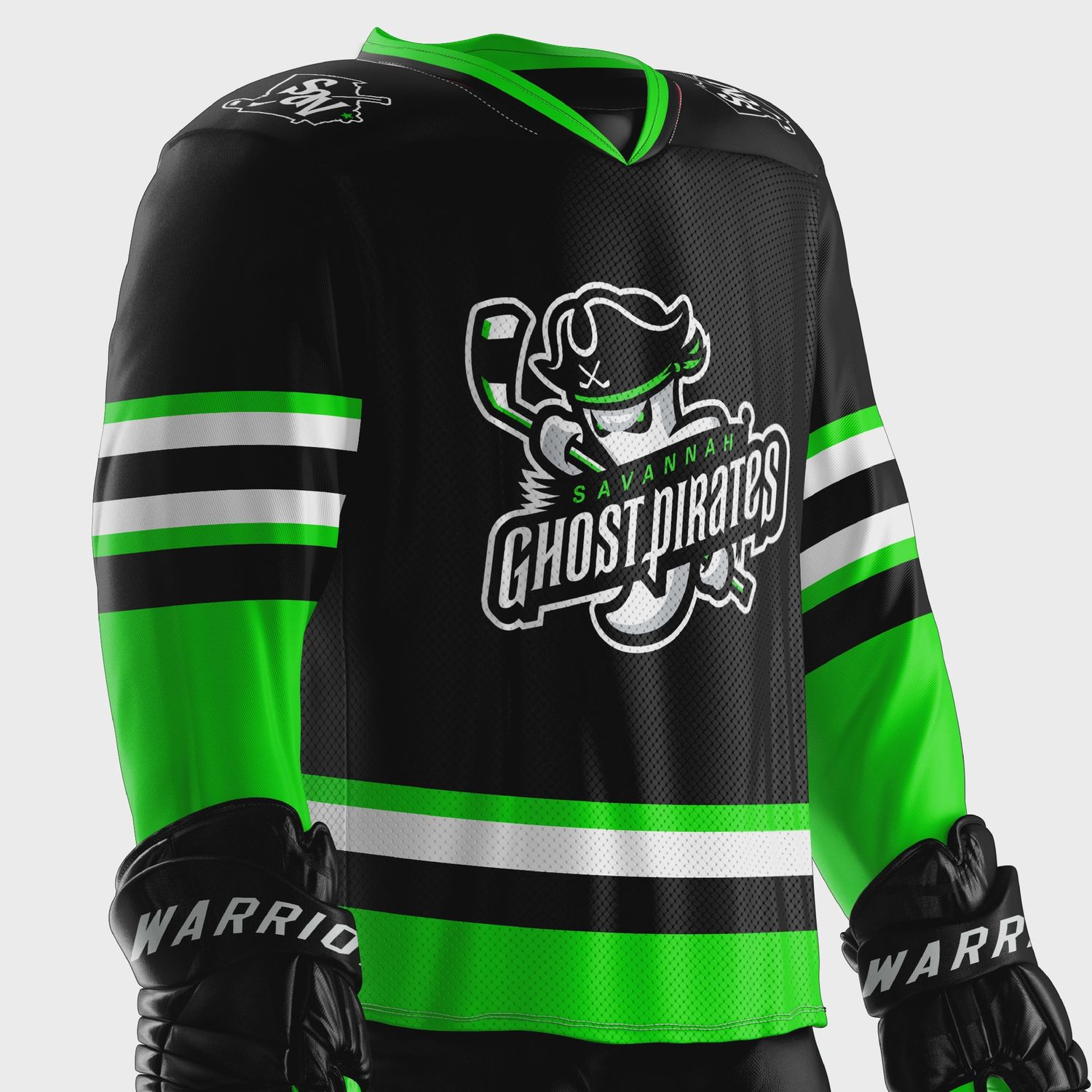 Savannah Ghost Pirates Youth Black Sublimated Jersey