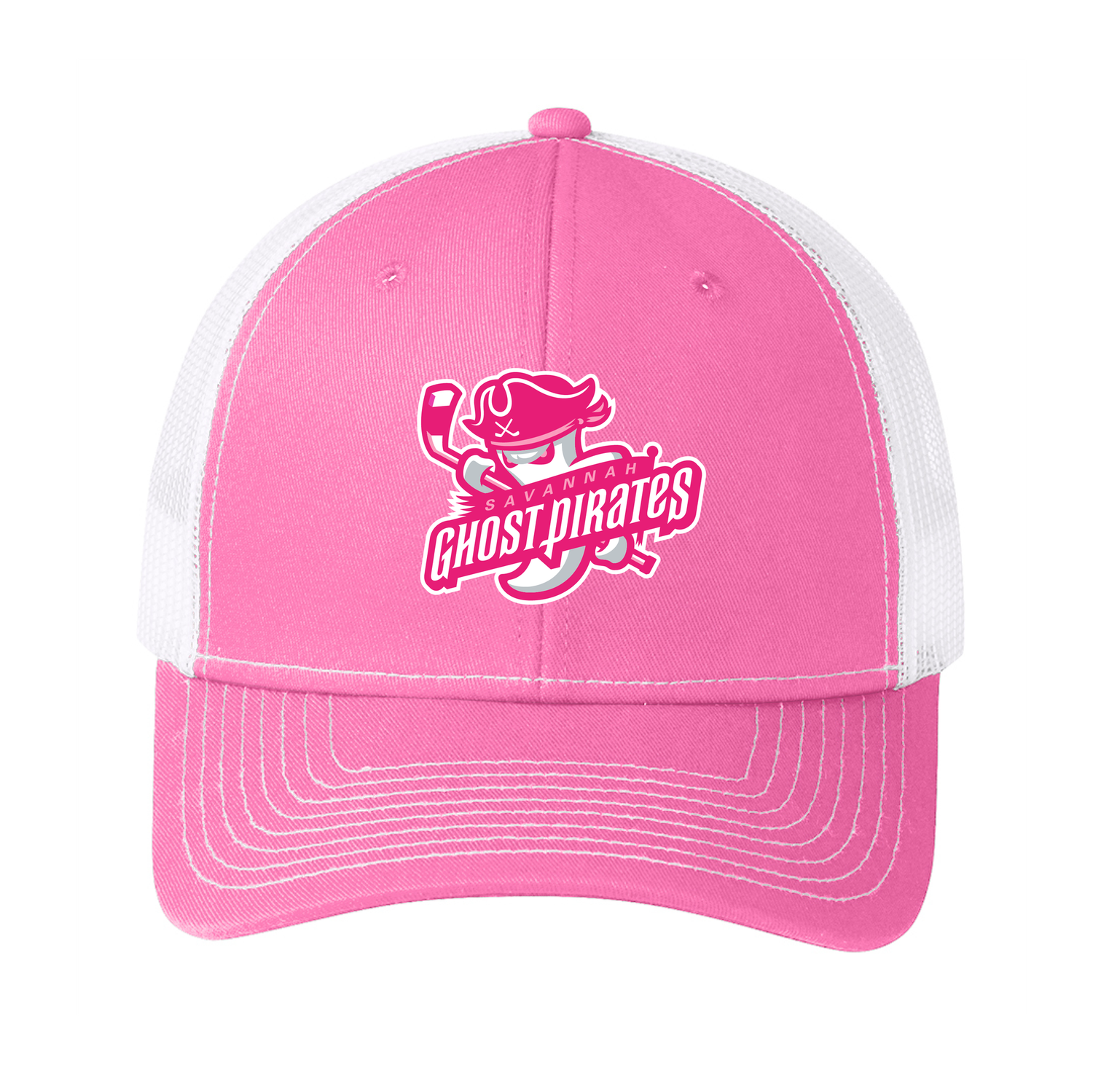 Ghost Pirates Pink/White Tonal Primary Logo Trucker Hat
