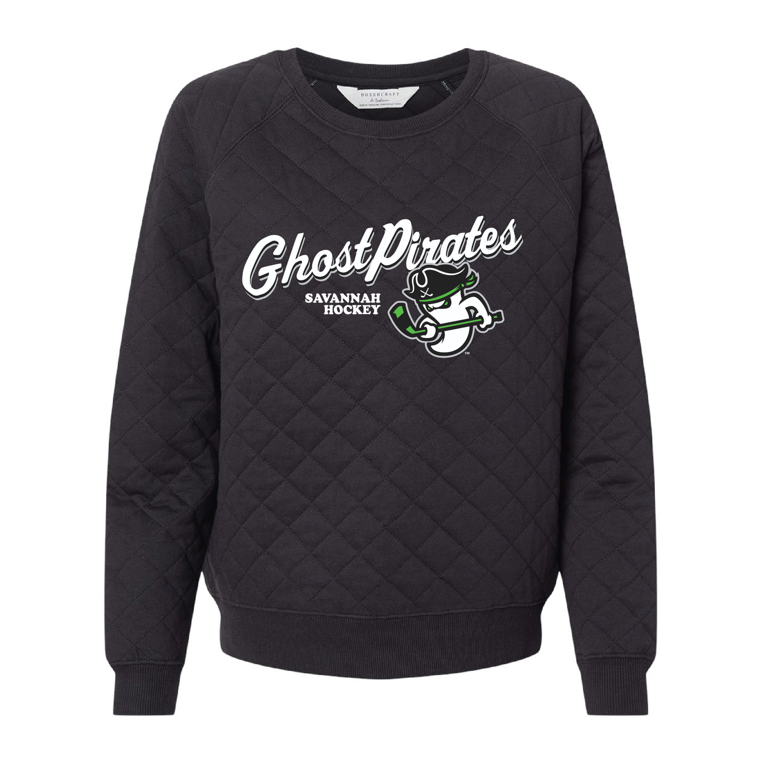 Ghost Pirates Women's Black Quilted Crewneck Pullover