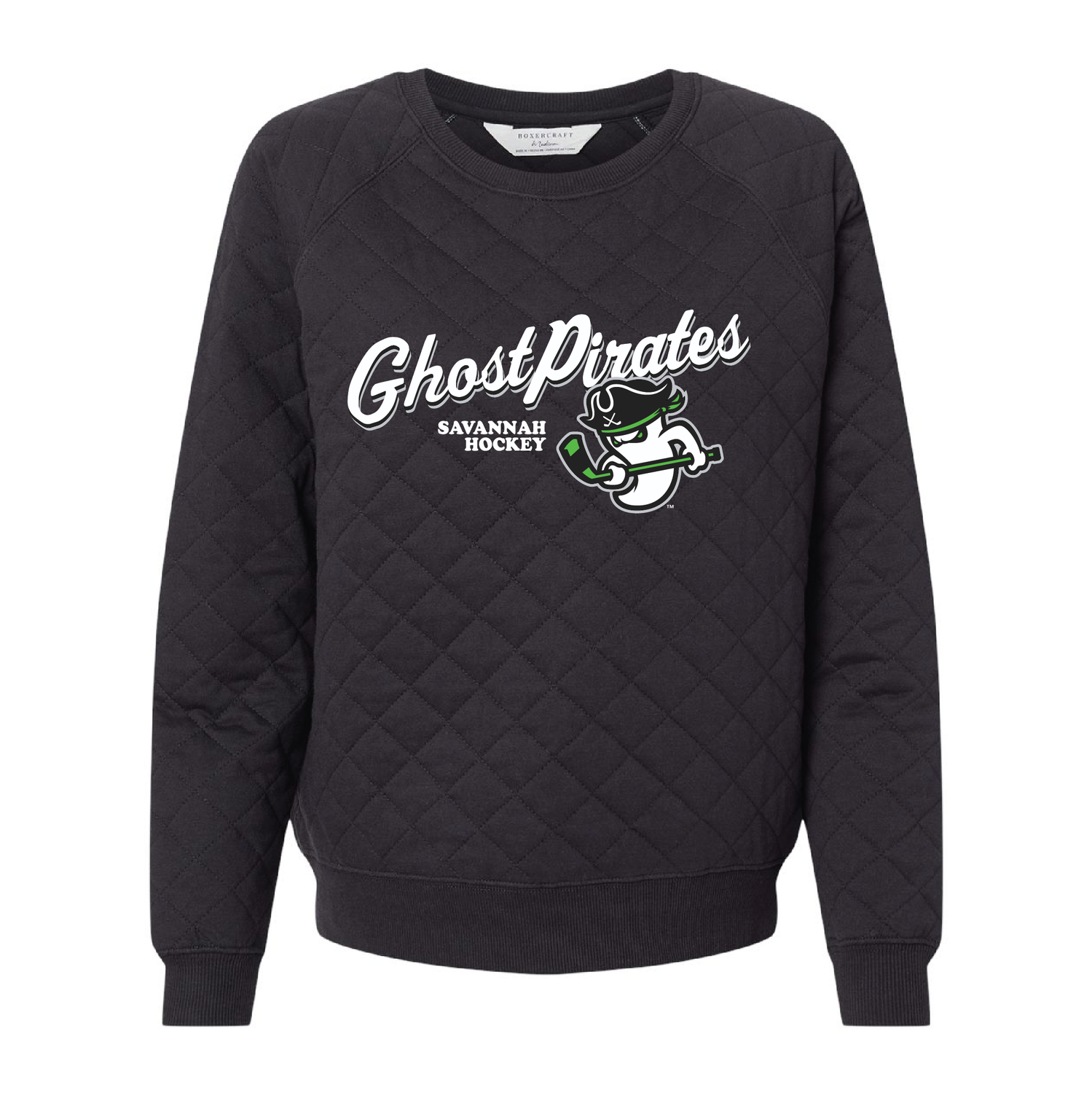Ghost Pirates Women's Black Quilted Crewneck Pullover
