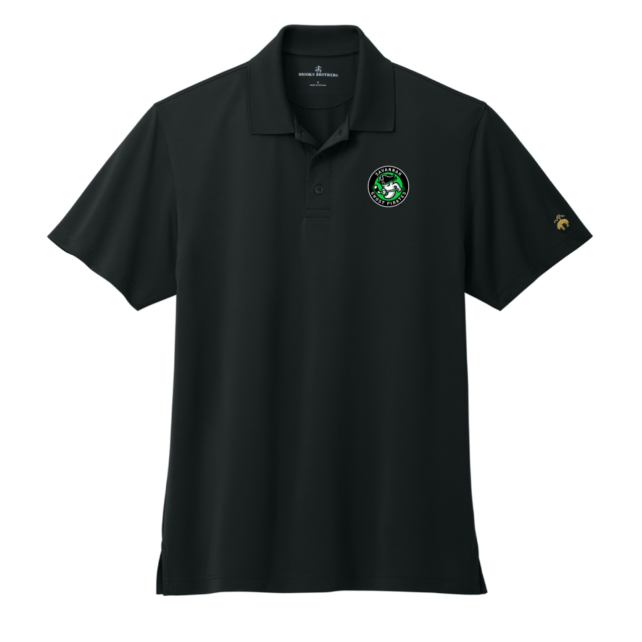 Ghost Pirates Brooks Brothers Black Mesh Performance Polo