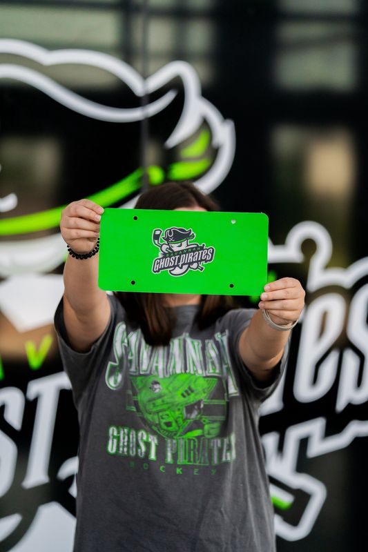 Savannah Ghost Pirates Green Plastic License Plate