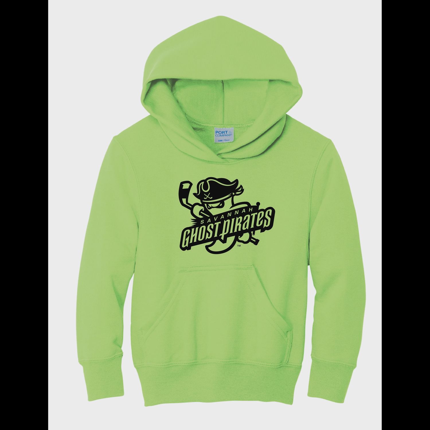 Savannah Ghost Pirates Youth Neon Green/Black Fleece Pullover Hooded Sweatshirt