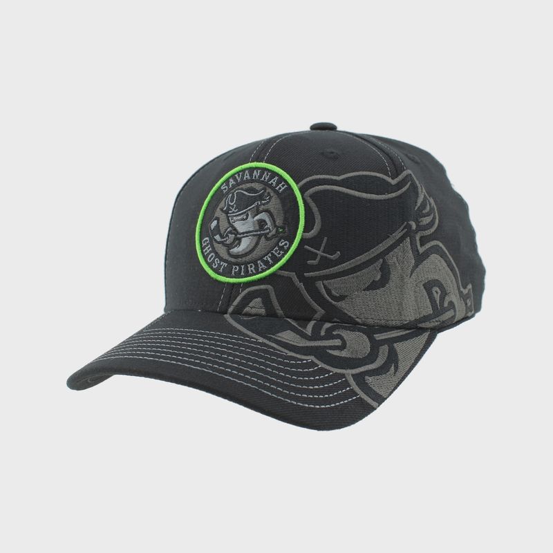 Savannah Ghost Pirates Zephyr Black Sideswipe Stretch Fit Hat
