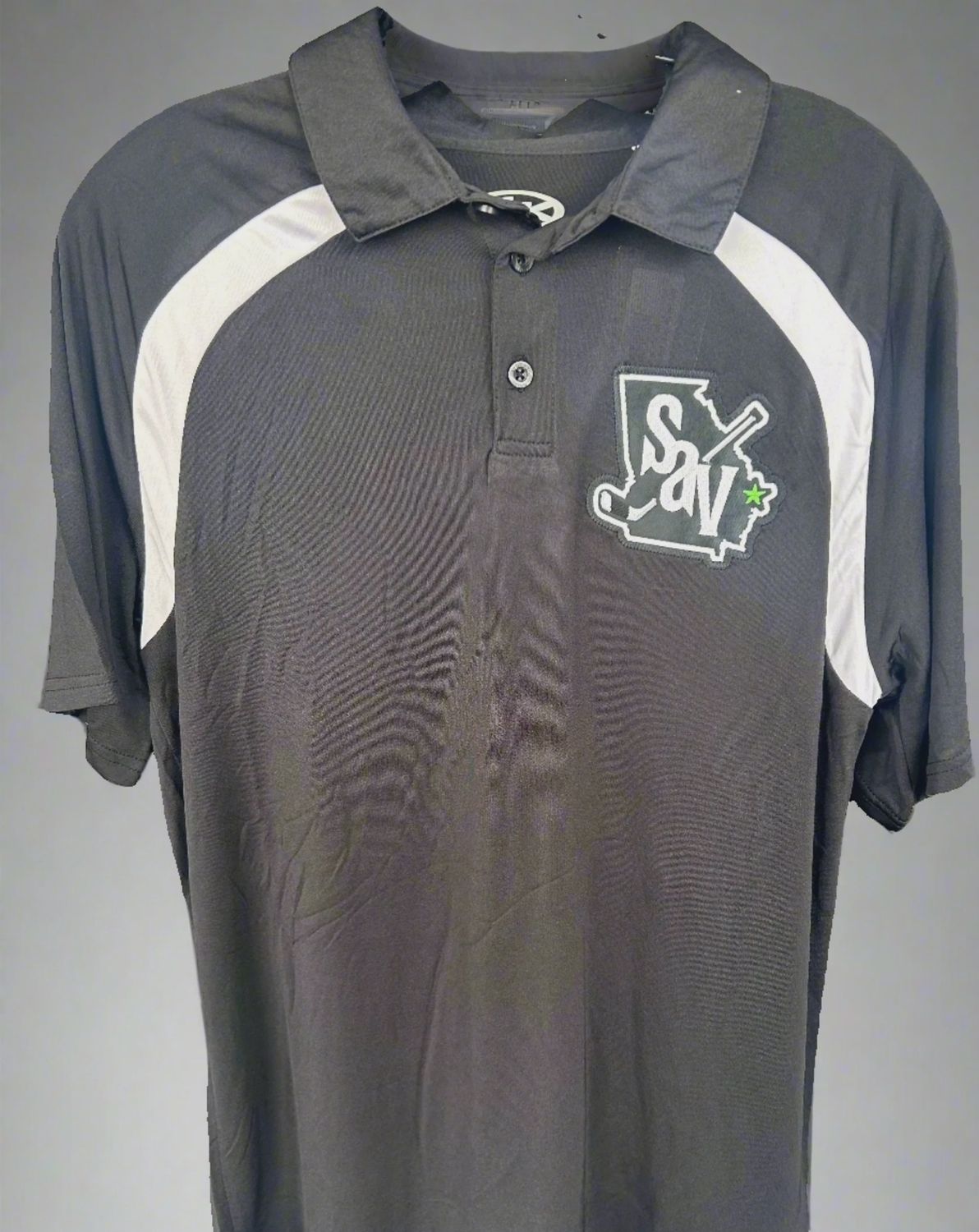 Ghost Pirates Athletic Knit SAV Polo, Black and White