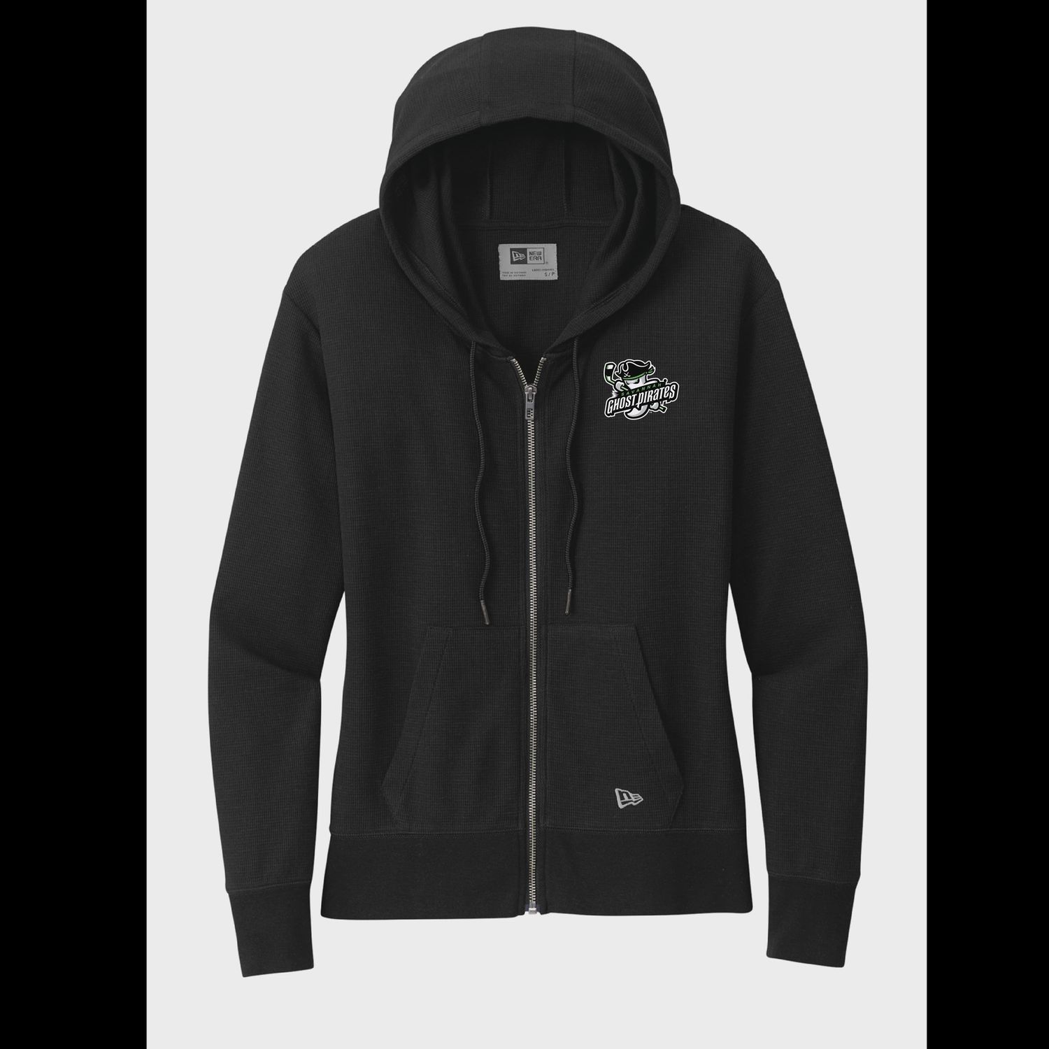 Savannah Ghost Pirates New Era Ladies Embroidered Black Thermal Full-Zip Hoodie