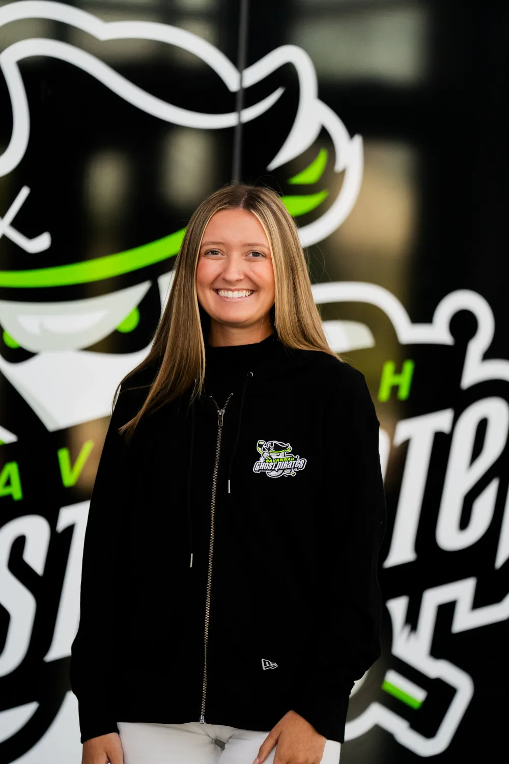 Savannah Ghost Pirates New Era Ladies Embroidered Black Thermal Full-Zip Hoodie