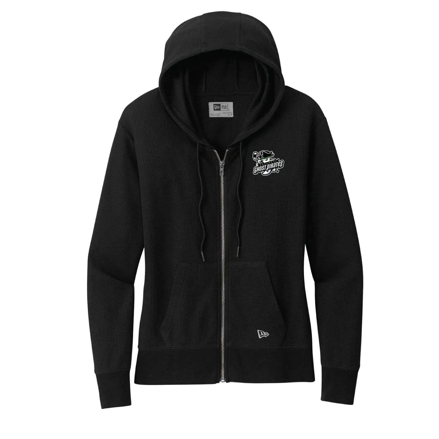 Savannah Ghost Pirates New Era Ladies Embroidered Black Thermal Full-Zip Hoodie