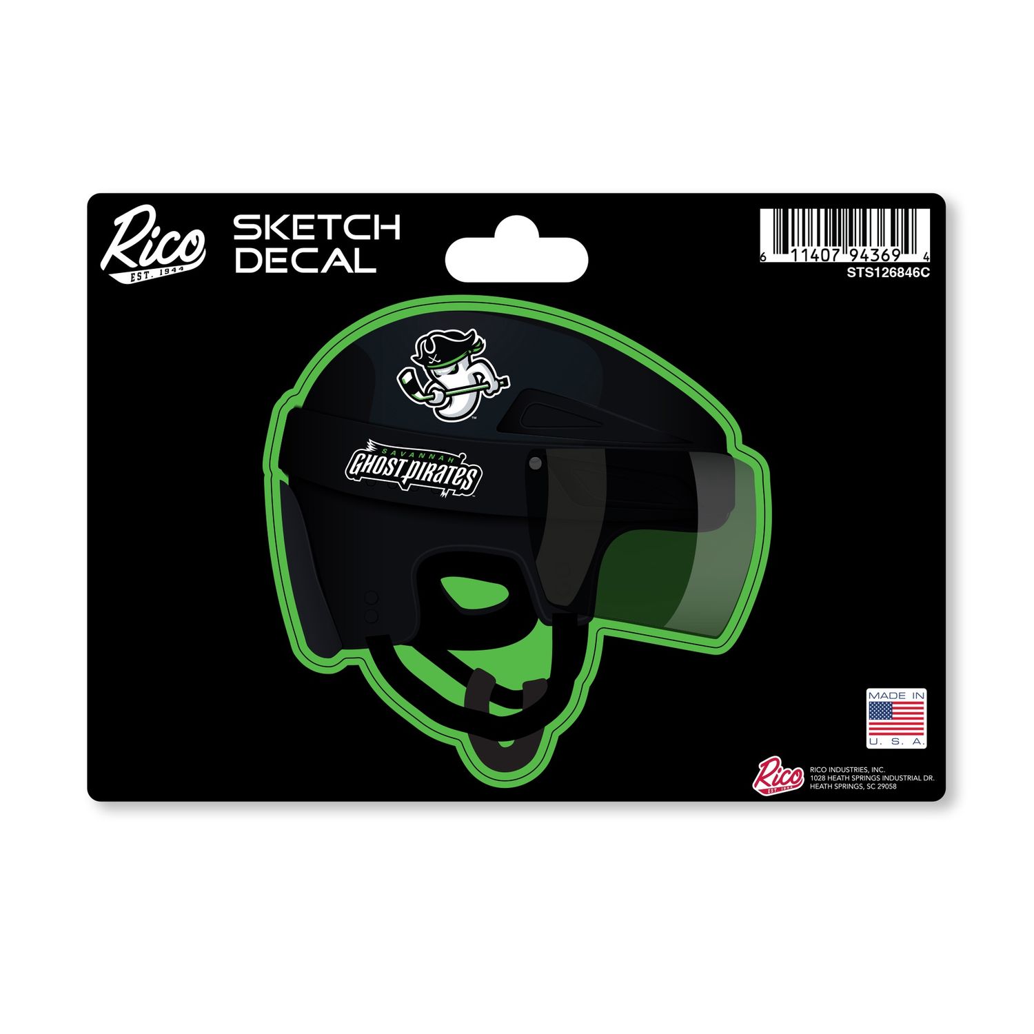 Savannah Ghost Pirates Black Helmet Decal